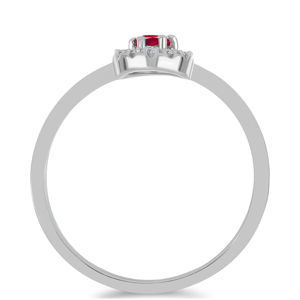 Conjunto de Plata con Rubí de Madagascar y Topacio Blanco ( Pendientes +Anillo )