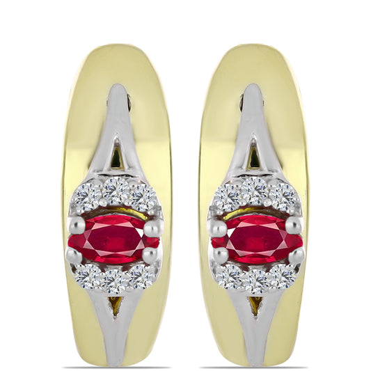 Pendientes de Plata con Rubí de Madagascar y Topacio Blanco