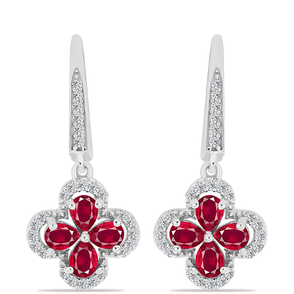 Pendientes de Plata con Rubí de Madagascar y Topacio Blanco