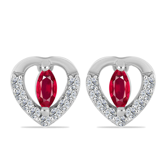 Pendientes de Plata con Rubí de Madagascar y Topacio Blanco