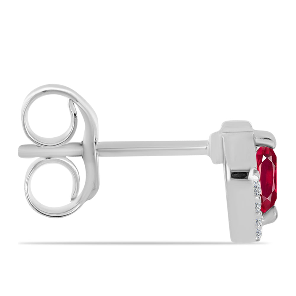 Pendientes de Plata con Rubí de Madagascar y Topacio Blanco