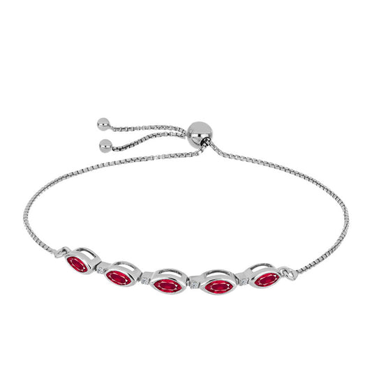 Pulsera de Plata con Rubí de Madagascar y Topacio Blanco