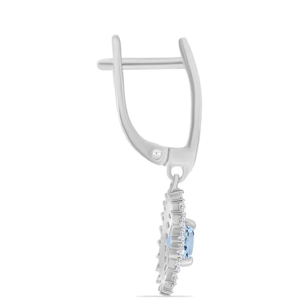 Pendientes de Plata con Aguamarina del Condado de Embu y Topacio Blanco