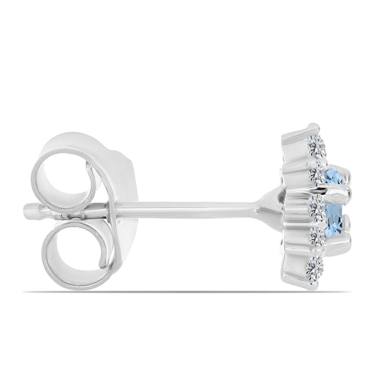 Pendientes de Plata con Aguamarina del Condado de Embu y Topacio Blanco