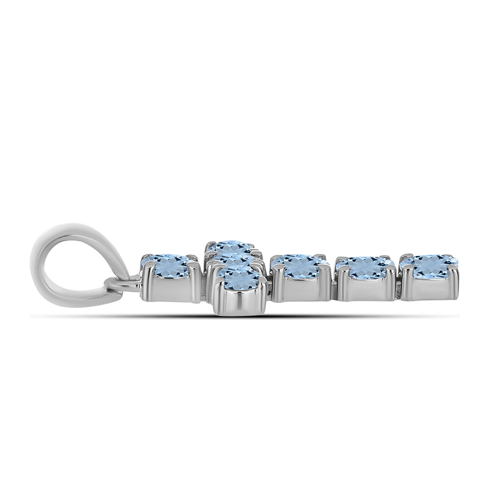 Cruz Collar de Plata con Aguamarina del Condado de Embu