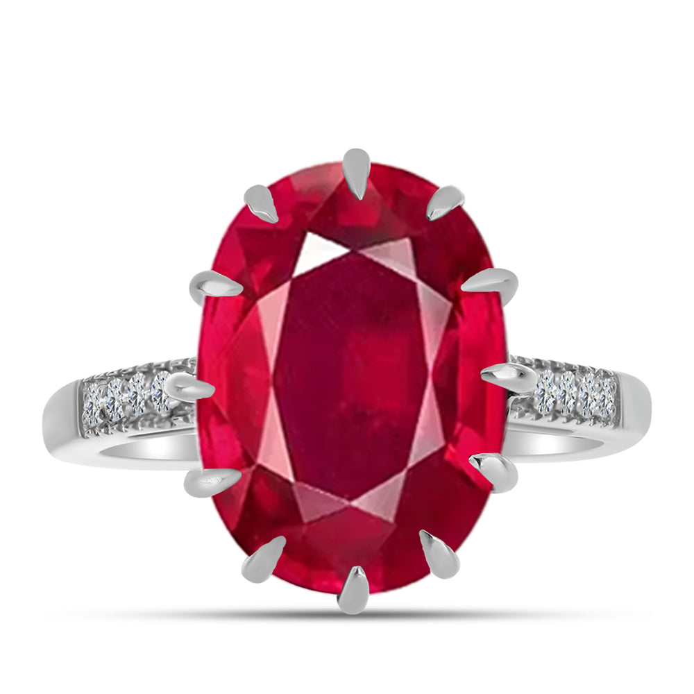 Anillo de Plata con Rubí de Madagascar y Topacio Blanco 1 