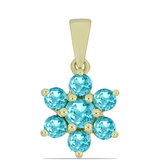 Colgante de Plata Bañada en Oro con Cuarzo Paraiba