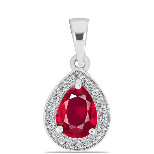 Colgante de Plata con Rubí de Madagascar y Topacio Blanco
