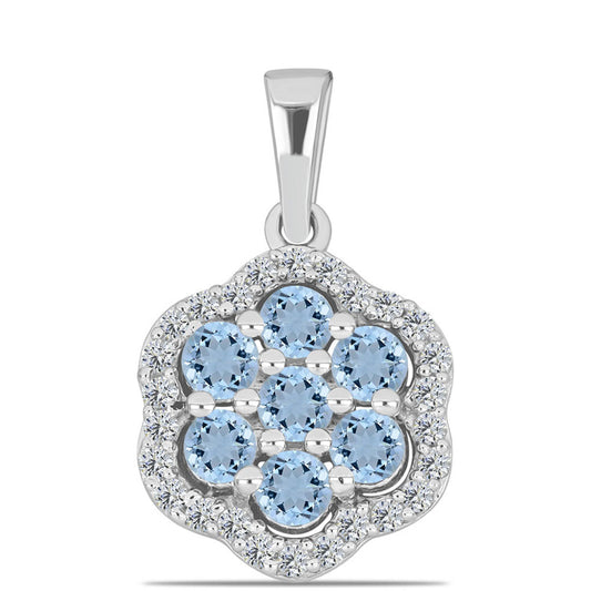 Colgante de Plata con Aguamarina del Condado de Embu y Topacio Blanco