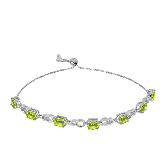 Pulsera de Plata con Peridoto de Changbai y Topacio Blanco