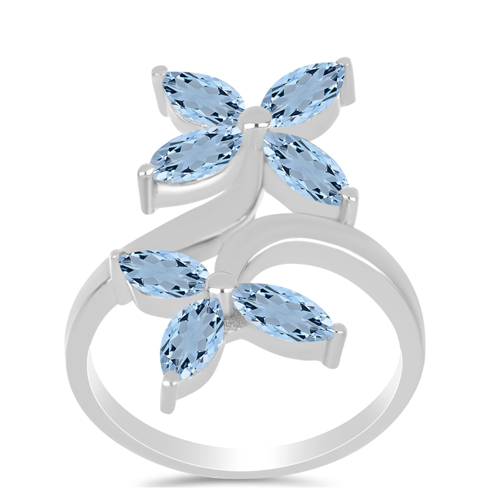 Anillo de Plata con Aguamarina del Condado de Embu