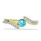 Anillo de Plata Bañada en Oro con Cuarzo Paraiba y Topacio Blanco