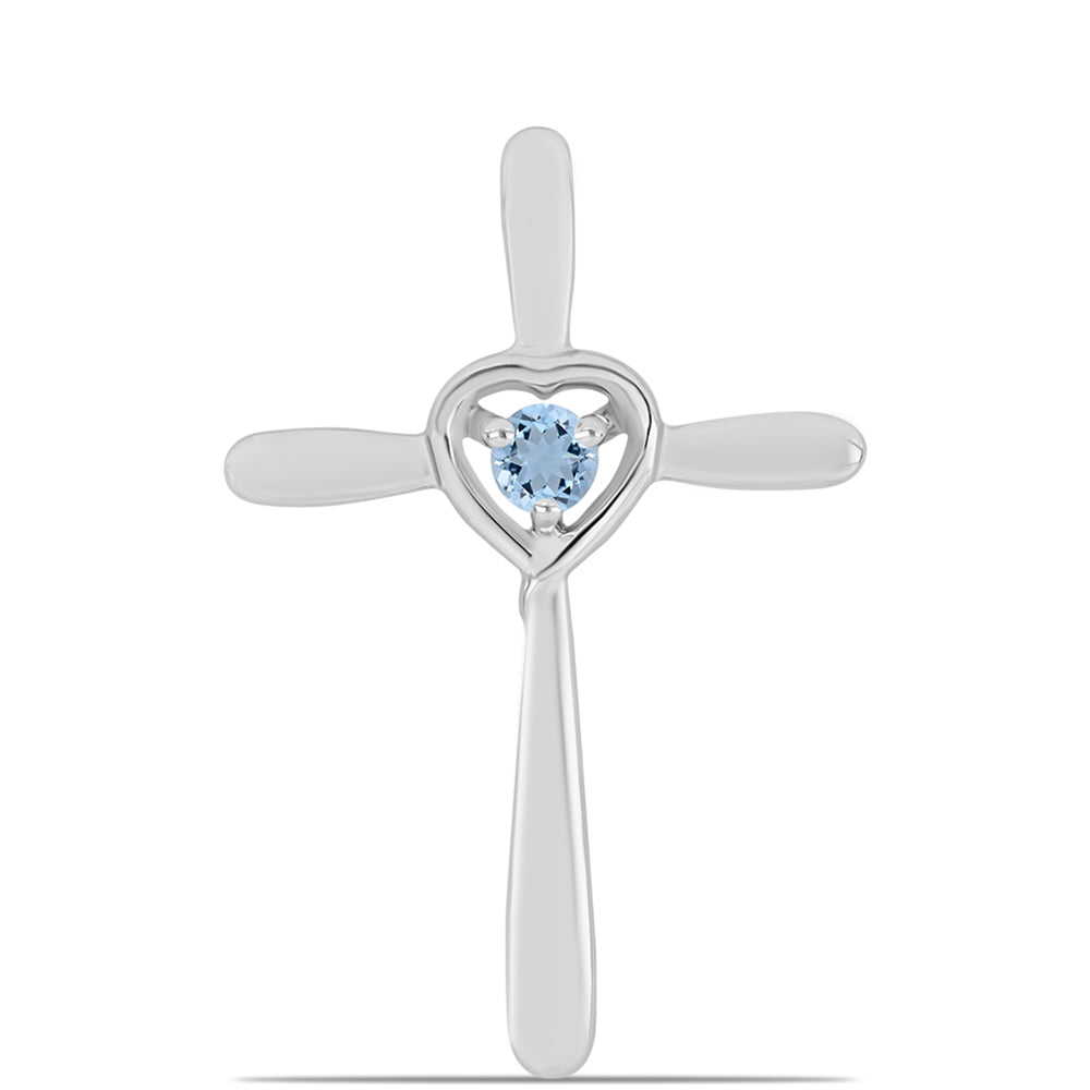 Cruz Colgante de Plata con Aguamarina del Condado de Embu