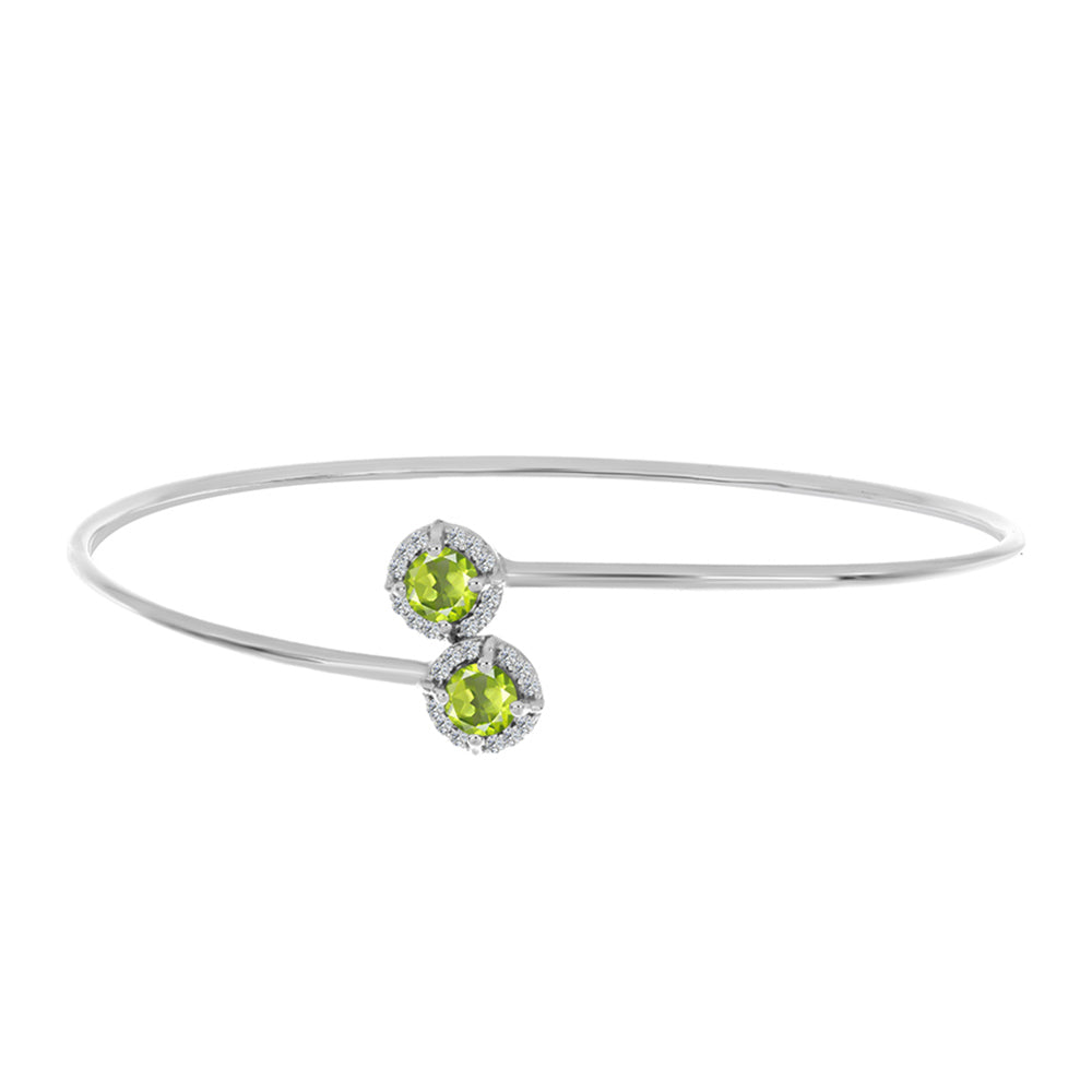 Brazalete de Plata con Peridoto de Changbai y Topacio Blanco 1 