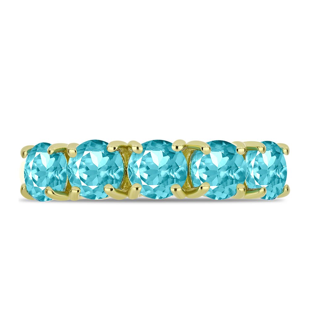 Anillo de Plata Bañada en Oro con Cuarzo Paraiba