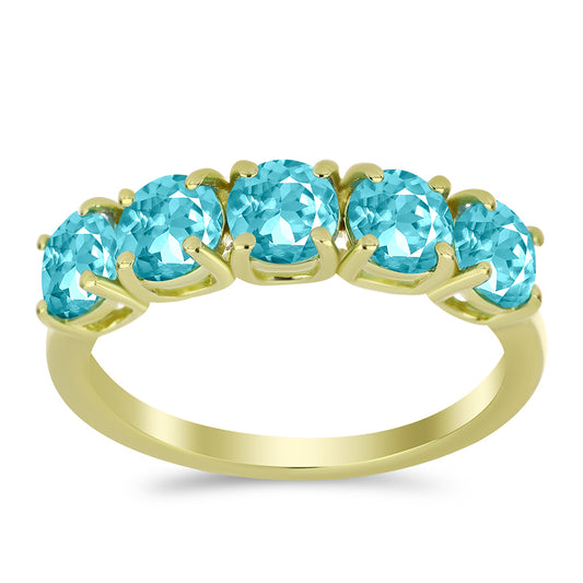 Anillo de Plata Bañada en Oro con Cuarzo Paraiba