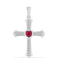Cruz Colgante de Plata con Rubí de Madagascar y Topacio Blanco