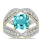 Anillo de Plata Bañada en Oro con Cuarzo Paraiba y Topacio Blanco