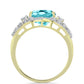 Anillo de Plata Bañada en Oro con Cuarzo Paraiba y Topacio Blanco