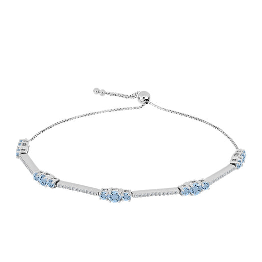 Pulsera de Plata con Aguamarina del Condado de Embu y Topacio Blanco