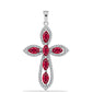 Cruz Colgante de Plata con Rubí de Madagascar y Topacio Blanco