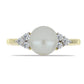 Anillo de Plata Bañada en Oro con Perla blanca de agua dulce y Topacio Blanco