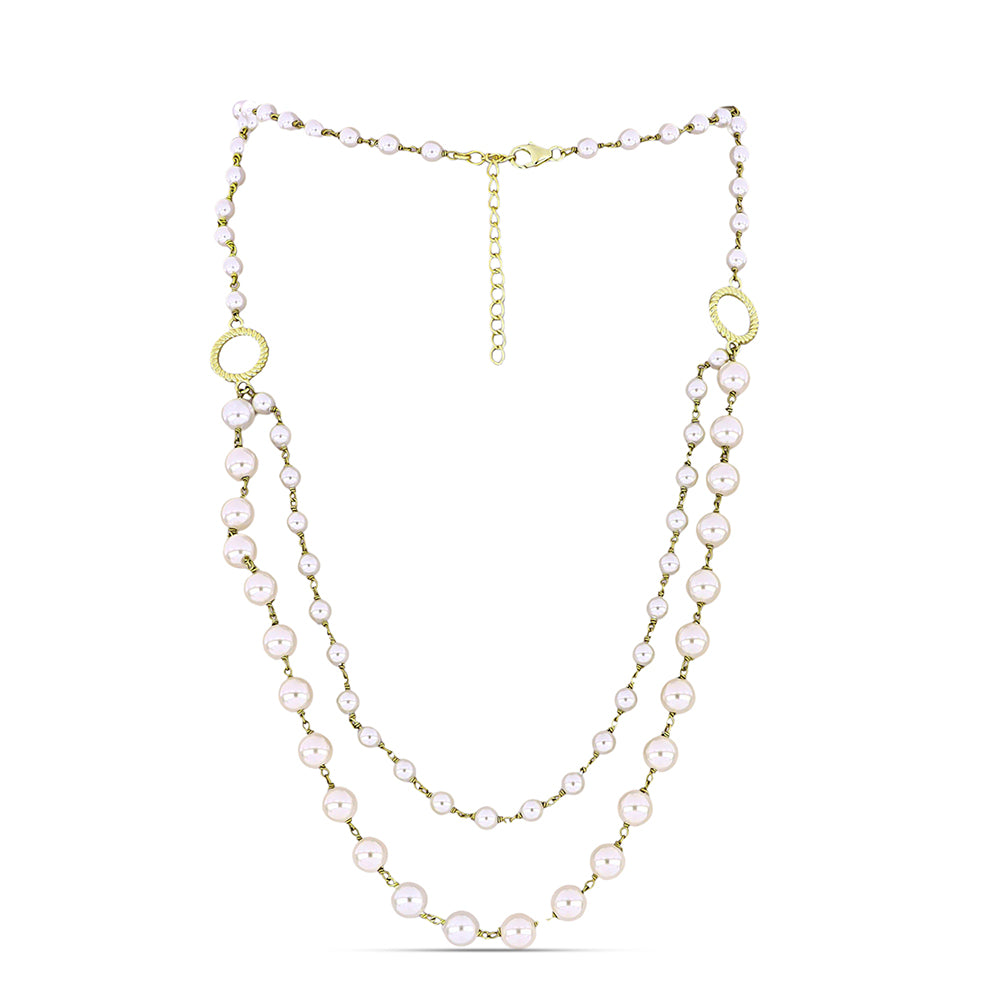 Collar de Plata Bañada en Oro con Perla blanca de agua dulce 1 