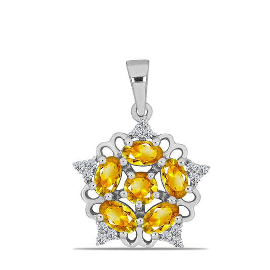 Colgante de Plata con Citrino de los Montes Urales y Topacio Blanco