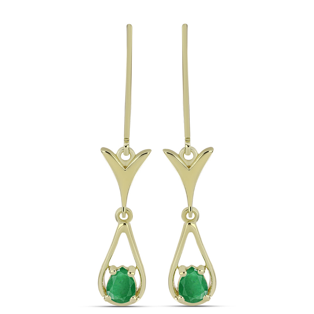 Pendientes de Plata Bañada en Oro con Esmeralda de Zambia