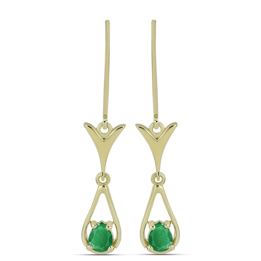 Pendientes de Plata Bañada en Oro con Esmeralda de Zambia