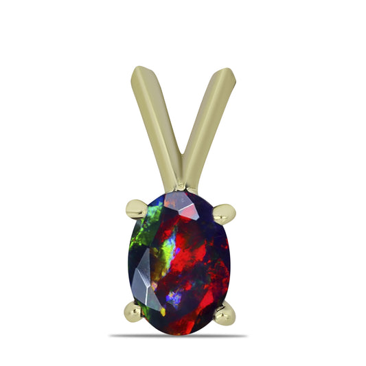 Colgante de Plata Bañada en Oro con Ópalo negro medianoche Lega Dembi de Ëtiopía