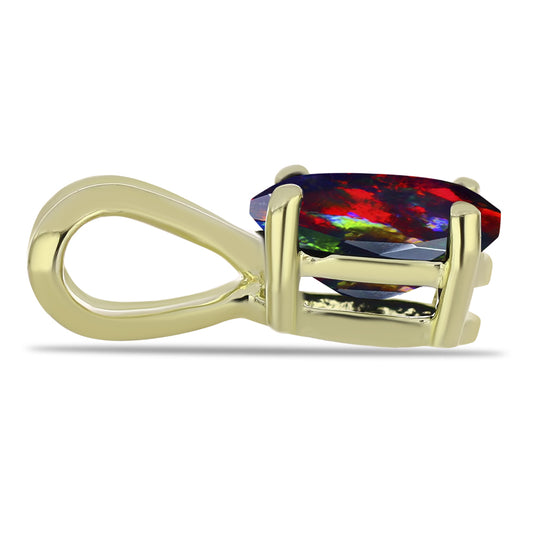 Colgante de Plata Bañada en Oro con Ópalo negro medianoche Lega Dembi de Ëtiopía