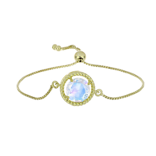 Pulsera de Plata Bañada en Oro con Piedra Lunar Arco Iris