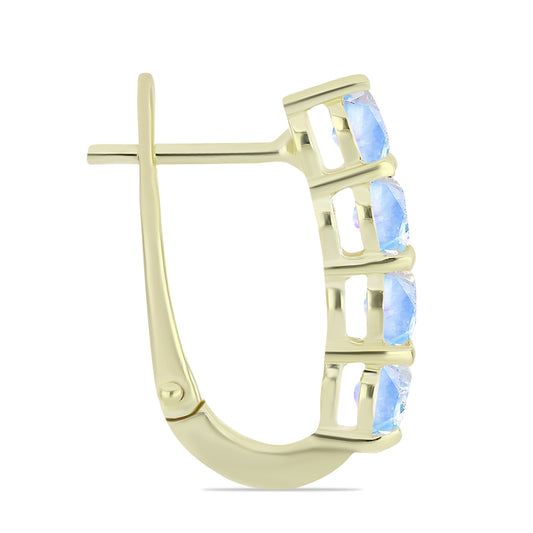 Pendientes de Plata Bañada en Oro con Piedra Lunar Arco Iris