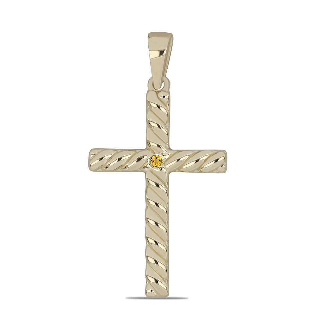 Cruz Colgante de Plata Bañada en Oro con Citrino de los Montes Urales 1 