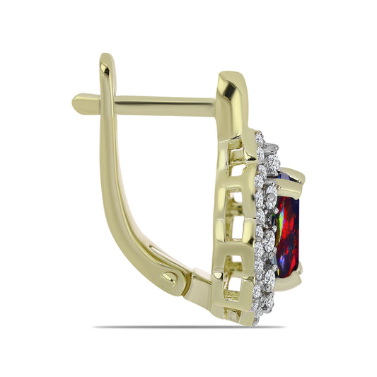 Pendientes de Plata Bañada en Oro con Ópalo negro medianoche Lega Dembi de Ëtiopía y Topacio Blanco