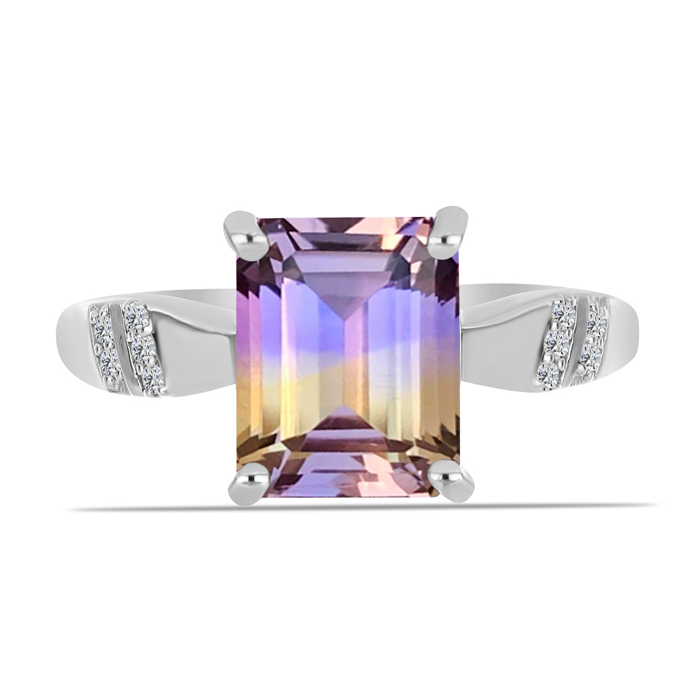 Anillo de Plata con Amatrino de Anahi y Topacio Blanco