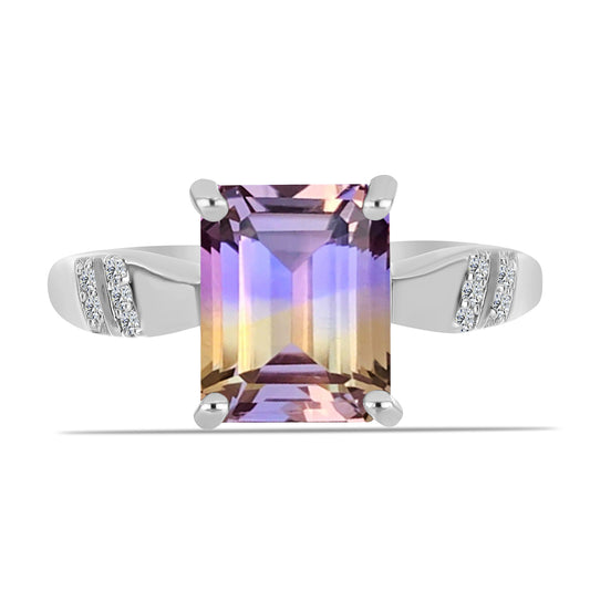 Anillo de Plata con Amatrino de Anahi y Topacio Blanco