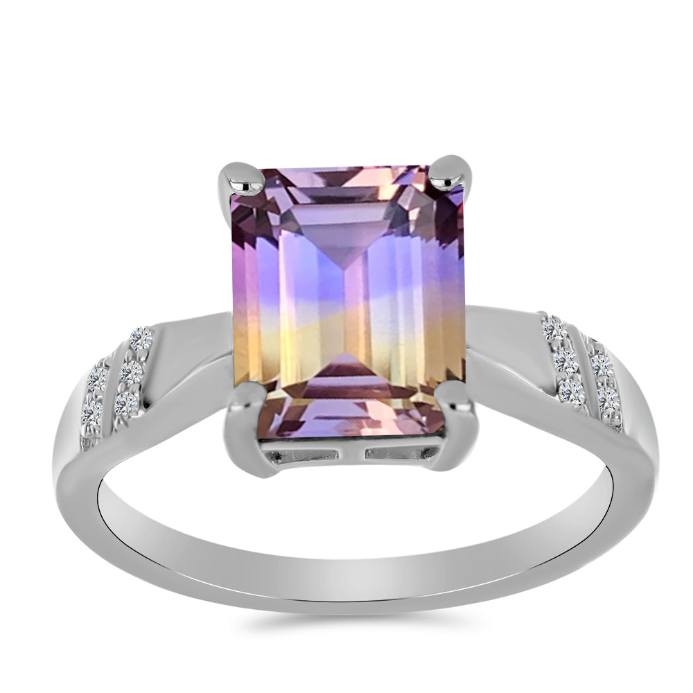 Anillo de Plata con Amatrino de Anahi y Topacio Blanco