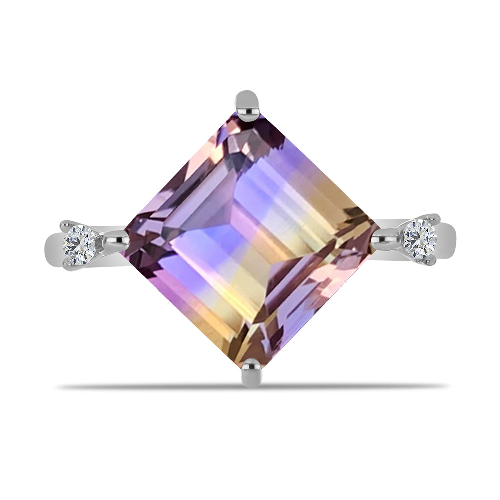 Anillo de Plata con Amatrino de Anahi y Topacio Blanco