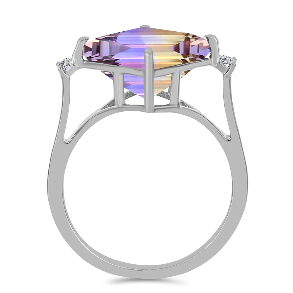 Anillo de Plata con Amatrino de Anahi y Topacio Blanco