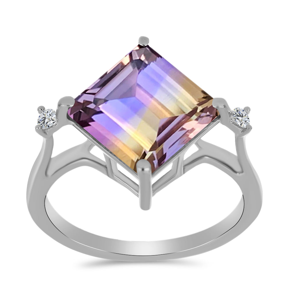 Anillo de Plata con Amatrino de Anahi y Topacio Blanco 3 