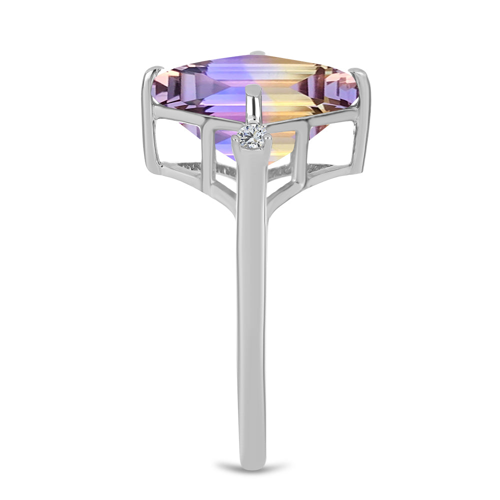 Anillo de Plata con Amatrino de Anahi y Topacio Blanco