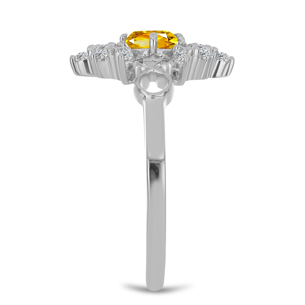 Anillo de Plata con Citrino de los Montes Urales y Topacio Blanco