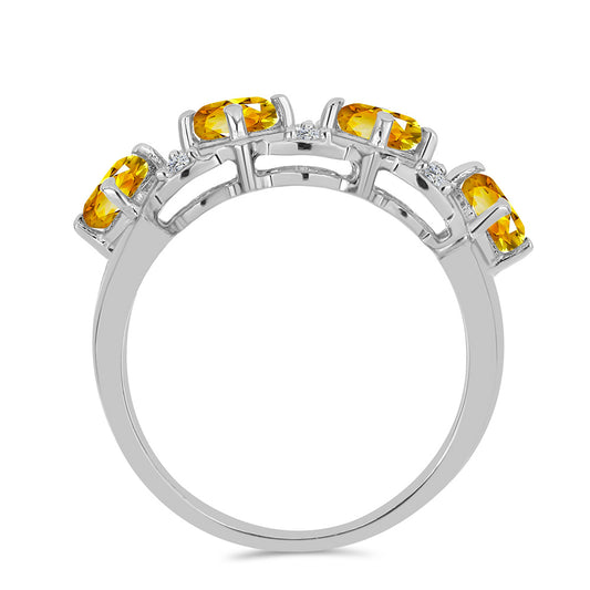 Anillo de Plata con Citrino de los Montes Urales y Topacio Blanco