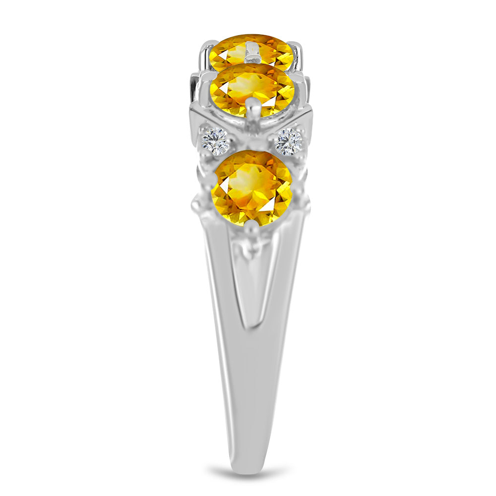 Anillo de Plata con Citrino de los Montes Urales y Topacio Blanco 4 