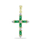 Cruz Colgante de Plata Bañada en Oro con Esmeralda de Zambia y Topacio Blanco