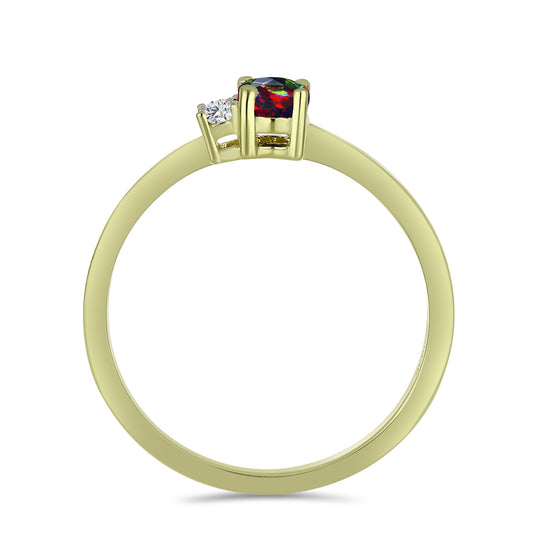 Anillo de Plata Bañada en Oro con Ópalo negro medianoche Lega Dembi de Ëtiopía y Topacio Blanco