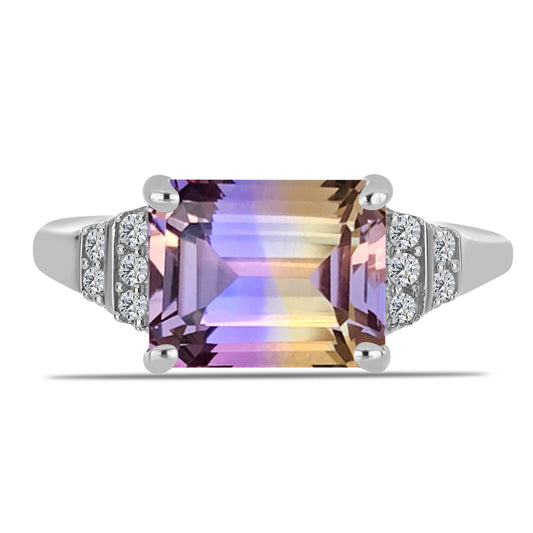 Anillo de Plata con Amatrino de Anahi y Topacio Blanco