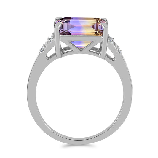 Anillo de Plata con Amatrino de Anahi y Topacio Blanco